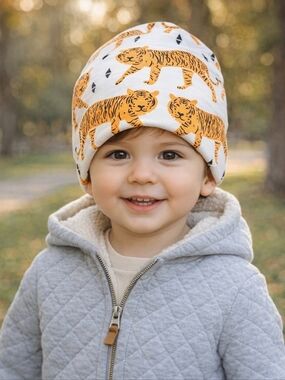Kids Tales Tiger Print Beanie Hat | Soft Stretch Toddler/Child Cap | NEW